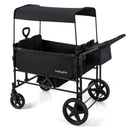 Foldable Wagon Stroller for 4 Kids with Removable Canopy and Adjustable Push