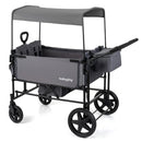 Foldable Wagon Stroller for 4 Kids with Removable Canopy and Adjustable Push by LJGDeals