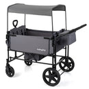 Foldable Wagon Stroller for 4 Kids with Removable Canopy and Adjustable Push