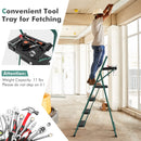 Folding 4-Step Ladder with Tool Tray Non-Slip Footpads and Pedals