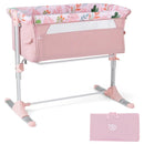 Folding Baby Bassinet Bedside Sleeper with 4 Adjustable Heights-Pink by LJGDeals
