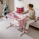 Folding Baby Bassinet Bedside Sleeper with 4 Adjustable Heights-Pink by LJGDeals