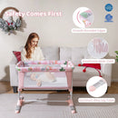 Folding Baby Bassinet Bedside Sleeper with 4 Adjustable Heights-Pink by LJGDeals