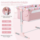Folding Baby Bassinet Bedside Sleeper with 4 Adjustable Heights-Pink by LJGDeals