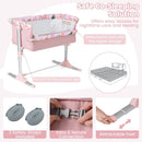 Folding Baby Bassinet Bedside Sleeper with 4 Adjustable Heights-Pink by LJGDeals