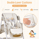 Folding Baby Dining High Chair with Adjustable Height and Recline-Gray