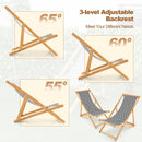 Folding Bamboo Sling Chair with Adjustable Backrest and Canvas-Natural by LJGDeals