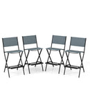 Outdoor Folding Bar Height Stool Set of 4 with Metal Frame and Footrest-Coffee by DirectDeals
