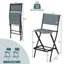 Folding Bar Stools Set of 2 Backrest Humanized Footrest-Blue