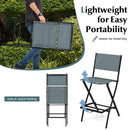 Folding Bar Stools Set of 2 Backrest Humanized Footrest-Blue