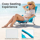 Folding Beach Chairs Set of 2 Portable Lightweight Low Seat Chairs with Padded Armrests by DirectDeals