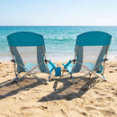 Folding Beach Chairs Set of 2 Portable Lightweight Low Seat Chairs with Padded Armrests by LJGDeals