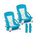 Folding Beach Chairs Set of 2 Portable Lightweight Low Seat Chairs with Padded Armrests by LJGDeals