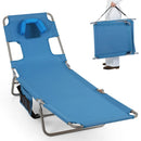 Folding Beach Lounge Chair with Adjustable Backrest for Lawn by DirectDeals