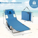 Folding Beach Lounge Chair with Adjustable Backrest for Lawn by DirectDeals