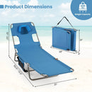 Folding Beach Lounge Chair with Adjustable Backrest for Lawn by LJGDeals