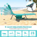 Folding Beach Lounge Chair with Adjustable Backrest for Lawn by DirectDeals