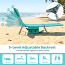Folding Beach Lounge Chair with Adjustable Backrest for Lawn by LJGDeals