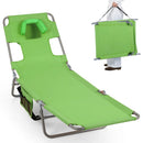 Folding Beach Lounge Chair with Adjustable Backrest for Lawn by LJGDeals