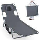 Folding Beach Lounge Chair with Adjustable Backrest for Lawn by DirectDeals
