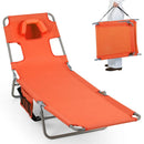 Folding Beach Lounge Chair with Adjustable Backrest for Lawn by DirectDeals
