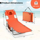 Folding Beach Lounge Chair with Adjustable Backrest for Lawn by LJGDeals