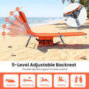 Folding Beach Lounge Chair with Adjustable Backrest for Lawn by LJGDeals