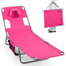 Folding Beach Lounge Chair with Adjustable Backrest for Lawn by LJGDeals
