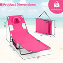 Folding Beach Lounge Chair with Adjustable Backrest for Lawn by LJGDeals
