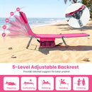 Folding Beach Lounge Chair with Adjustable Backrest for Lawn by DirectDeals