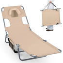 Folding Beach Lounge Chair with Adjustable Backrest for Lawn by LJGDeals