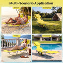 Folding Beach Lounge Chair with Adjustable Backrest for Lawn by LJGDeals