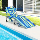 Folding Beach Lounge Chair with Pillow for Outdoor-Blue & Green by LJGDeals