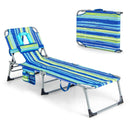 Folding Beach Lounge Chair with Pillow for Outdoor-Blue & Green by LJGDeals