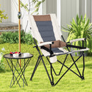 Folding Camping Chair with Cup Holder Armrest and Lumbar Pillow by DirectDeals