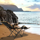 Folding Camping Chair with Footrest Camping Lounge Chair with Carry Bag-Black by LJGDeals