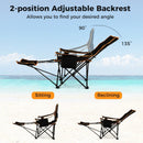 Folding Camping Chair with Footrest Camping Lounge Chair with Carry Bag-Black by LJGDeals