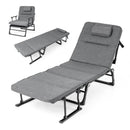 Folding Camping Cot with Mattress 3 in 1 Convertible Single Sofa Chaise Lounge Chair Sleeper-Gray by LJGDeals