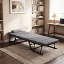 Folding Camping Cot with Mattress 3 in 1 Convertible Single Sofa Chaise Lounge Chair Sleeper-Gray by LJGDeals