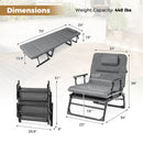 Folding Camping Cot with Mattress 3 in 1 Convertible Single Sofa Chaise Lounge Chair Sleeper-Gray by LJGDeals