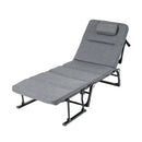 Folding Camping Cot with Mattress 3 in 1 Convertible Single Sofa Chaise Lounge Chair Sleeper-Gray by LJGDeals