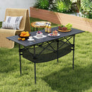 Patio Folding Camping Table with Roll-up Tabletop and Mesh Basket by LJGDeals