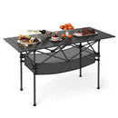 Patio Folding Camping Table with Roll-up Tabletop and Mesh Basket by LJGDeals