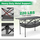 Patio Folding Camping Table with Roll-up Tabletop and Mesh Basket by LJGDeals