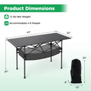Patio Folding Camping Table with Roll-up Tabletop and Mesh Basket