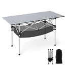 Patio Folding Camping Table with Roll-up Tabletop and Mesh Basket by LJGDeals