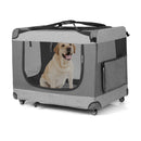 Portable Folding Dog Soft Crate Cat Carrier with 4 Lockable Wheels by LJGDeals