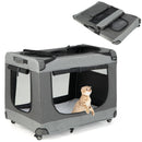 Portable Folding Dog Soft Crate Cat Carrier with 4 Lockable Wheels by LJGDeals