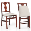 Folding Chairs Set of 2 Upholstered Dining Chairs with Comfy Padded Seats-Brown by LJGDeals