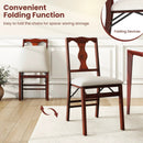 Folding Chairs Set of 2 Upholstered Dining Chairs with Comfy Padded Seats-Brown by LJGDeals